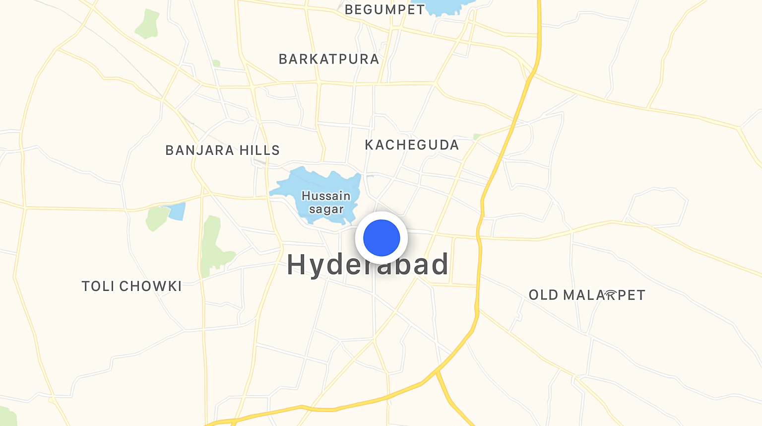 A map snippet of Hyderabad, India