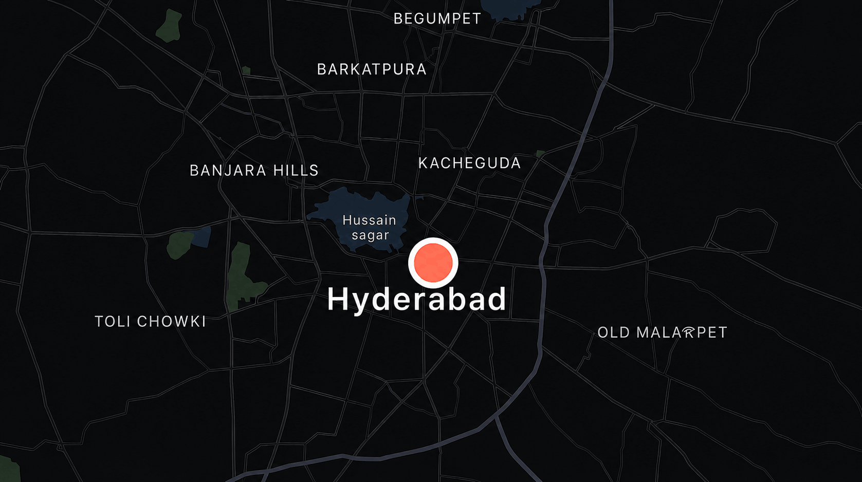 A map snippet of Hyderabad, India